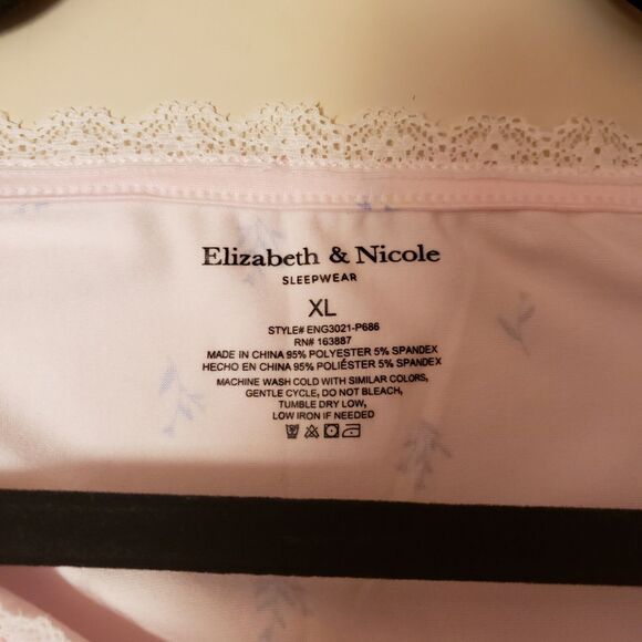 Elizabeth & Nicole  Pink Floral Lace PJs Very Soft Intimate Sleepwear Sz XL NWT - Picture 12 of 13